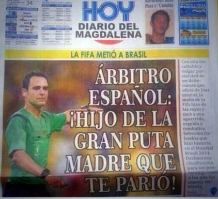 Titular del diario Hoy: árbitro español