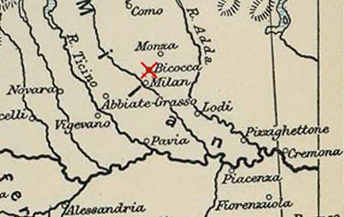 Mapa de la batalla de Bicoca