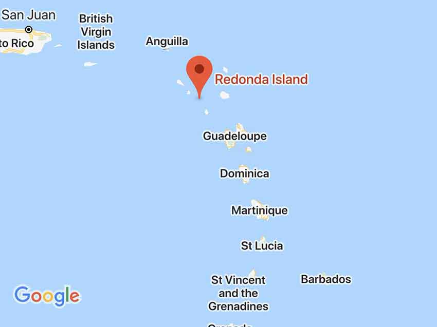 Mapa con la situación de la Isla de Redonda - el café de la historia